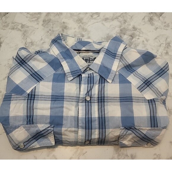 Vintage Levis Strauss Shirt Mens L Pearl Snap Western Rodeo Cowboy Plaid 80s - Picture 8 of 9